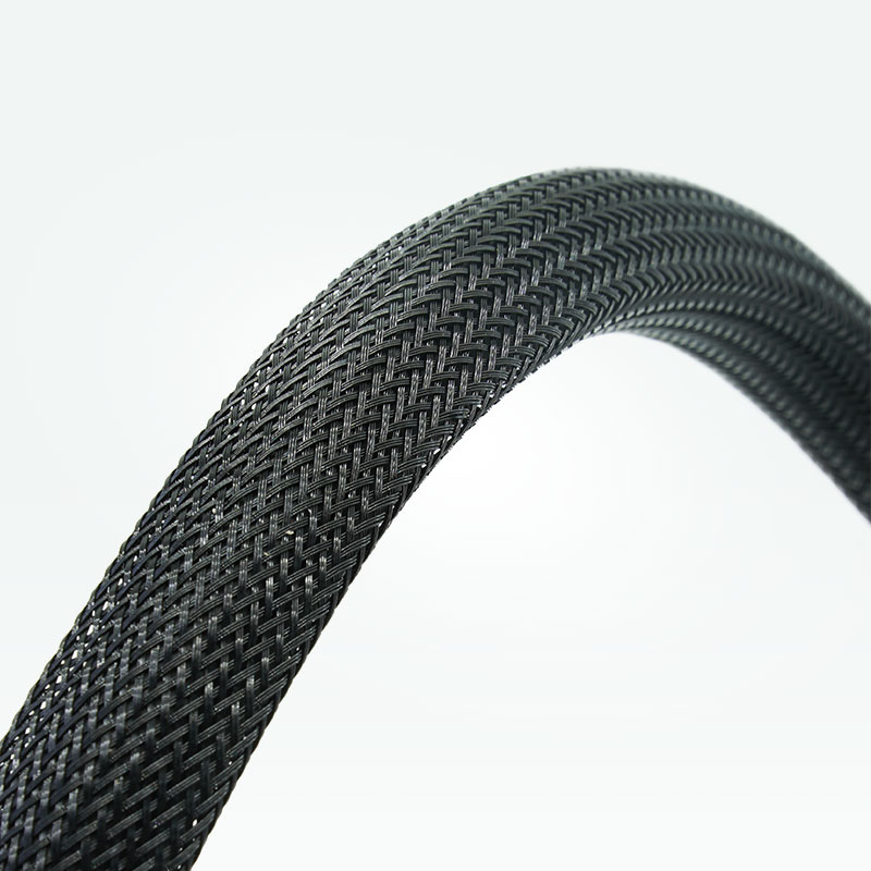 PET braided cable sleeve for automotive and industrial applications